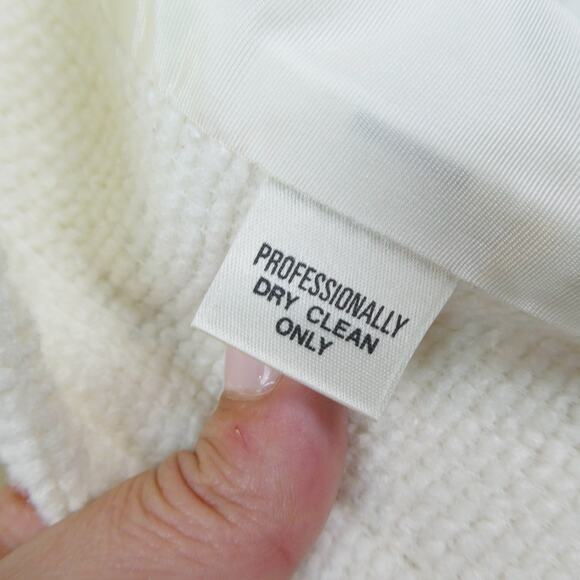 Vintage Square Shoulder Textured Blazer Sz M Ivory Cream Bouclé - Picture 12 of 16
